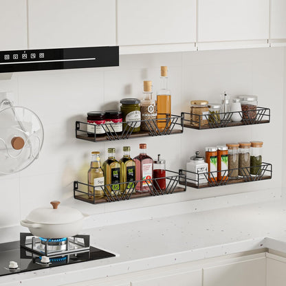 Floating Shelves for Wall Set of 4, Different Sizes Mounted Wood Floating Shelf, Wall Shelves for