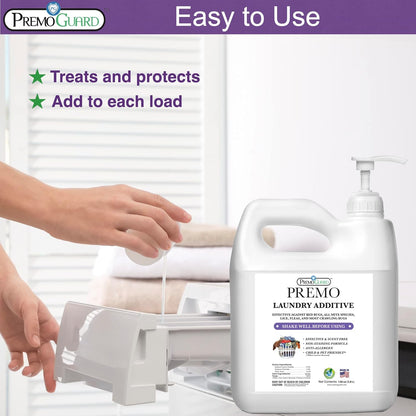 Premo Guard Bed Bug, Mite & Lice Laundry Detergent Additive 128 oz – Child & Pet Friendly – Stain &