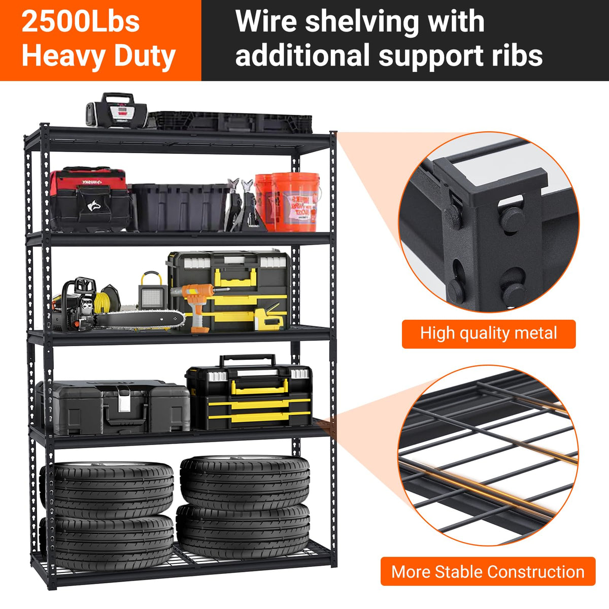 Towallmark Heavy Duty Storage Shelves 48 * 18in, 5 Tier Garage Storage Shelving, Adjustable Metal