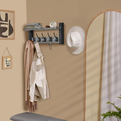 Sorbus Coat Hooks Wall Mount with Shelf – 16 Inch Coat Rack Wall Mount with 5 Heavy Duty Hooks