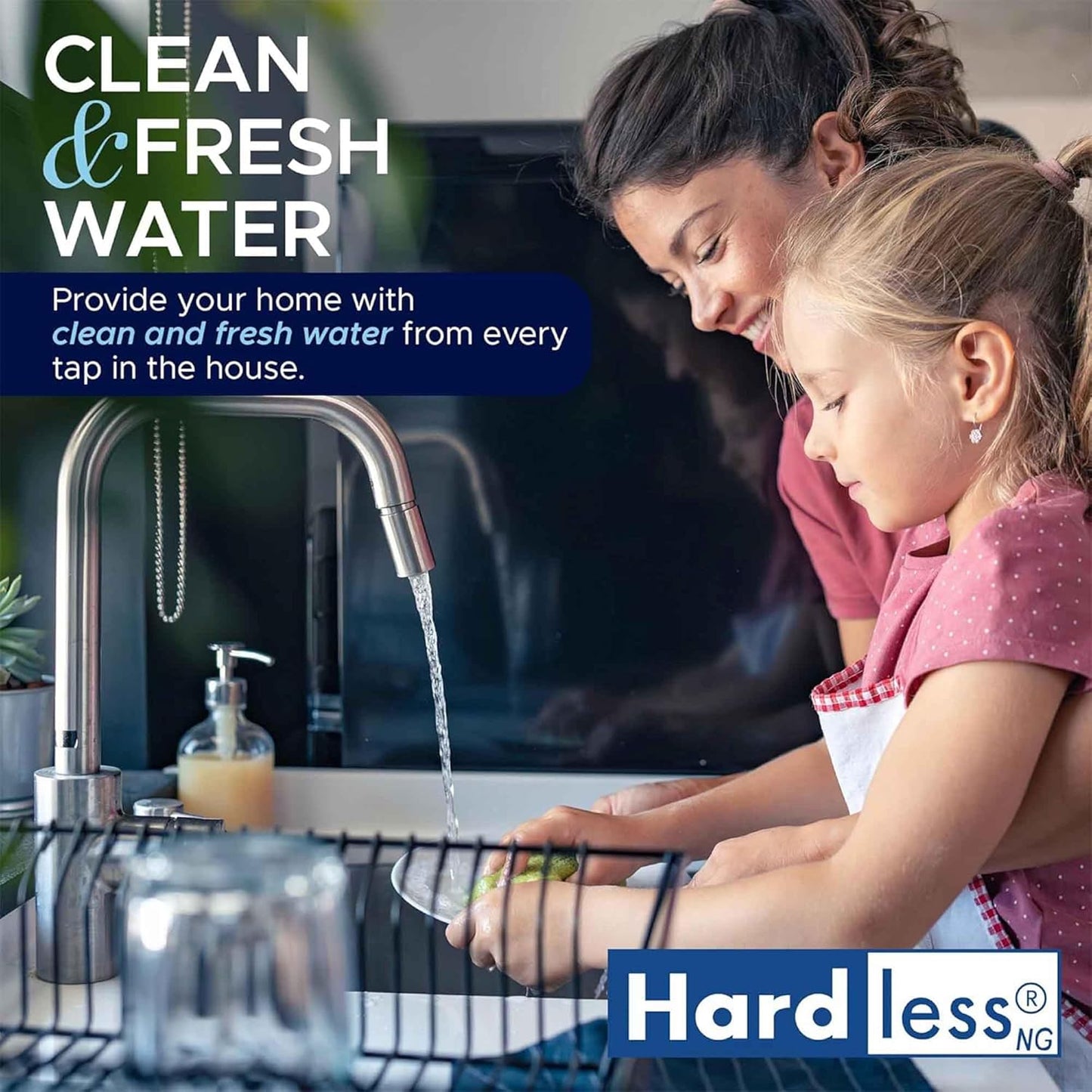 Hardless NG4L Whole House Water Filter- Salt-Free Softening Device - Reduces Limescale, Sediment &