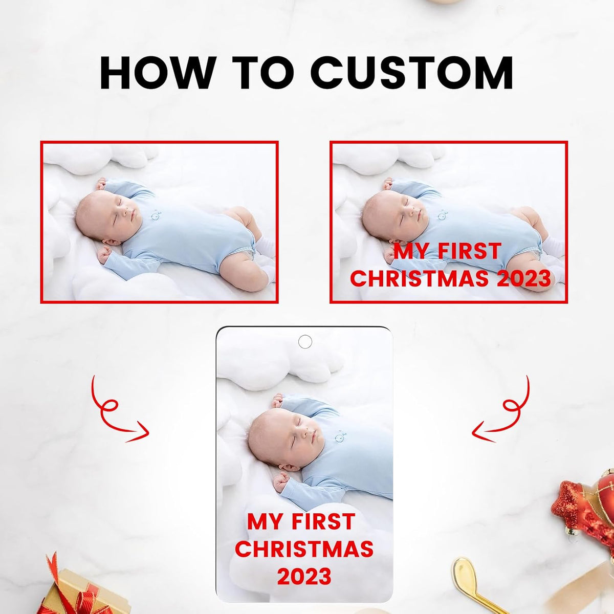 Personalized Christmas Ornaments with Photo - Custom Picture Text Ornaments for Christmas 2025