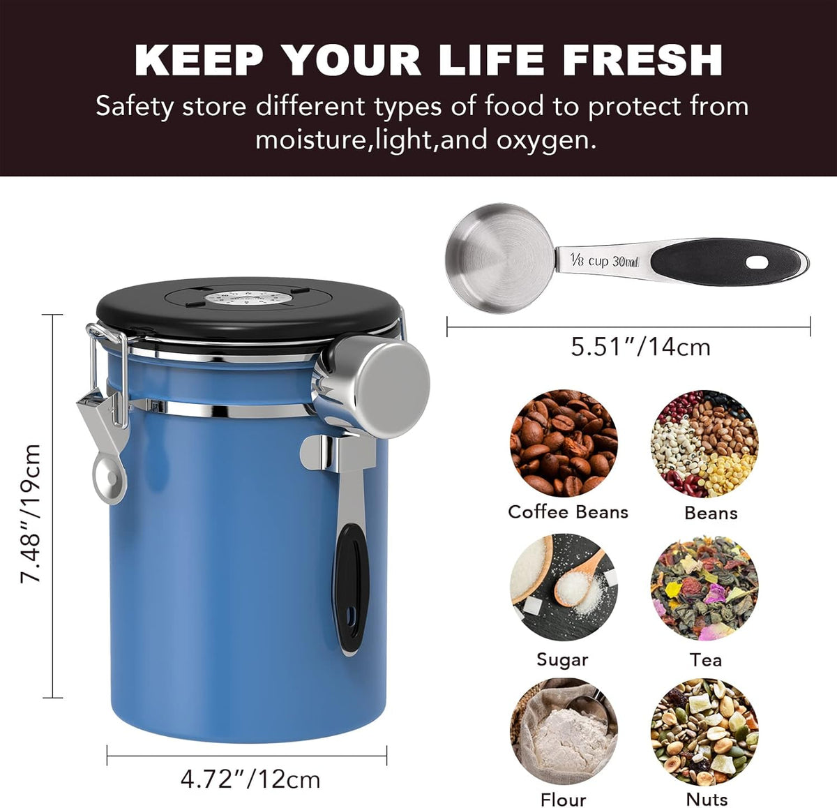 ShanSon Coffee Canister Airtight Coffee Container Stainless Steel Coffee Bean Storage Container