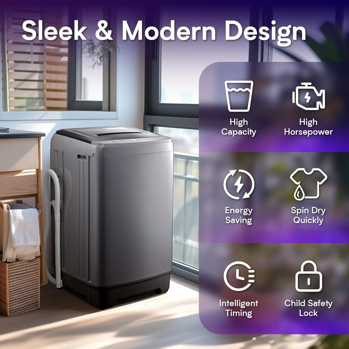 Portable Washing Machines 17.8LBS Full Automatic Clothes Washer and Spinner Combo with 10 Programs
