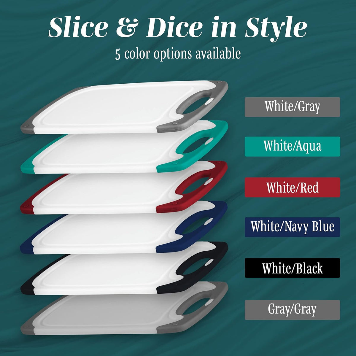Cutting Boards for Kitchen - BPA-Free Chopping Board - Different Sizes & Non Slip Handles