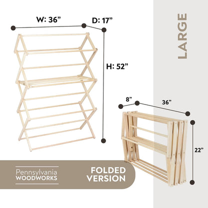 Pennsylvania Woodworks Clothes Drying Rack: Solid Maple Hard Wood Laundry Rack for Sweaters