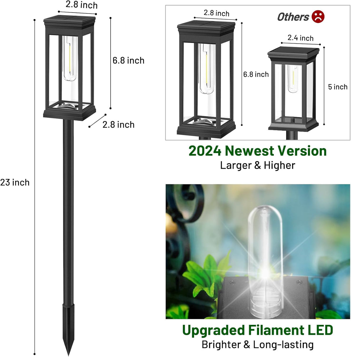 BesLowe 【Upgraded】 Solar Pathway Lights Outdoor, 8-Pack Large LED Solar Light Outdoor Waterproof