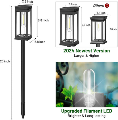 BesLowe 【Upgraded】 Solar Pathway Lights Outdoor, 8-Pack Large LED Solar Light Outdoor Waterproof
