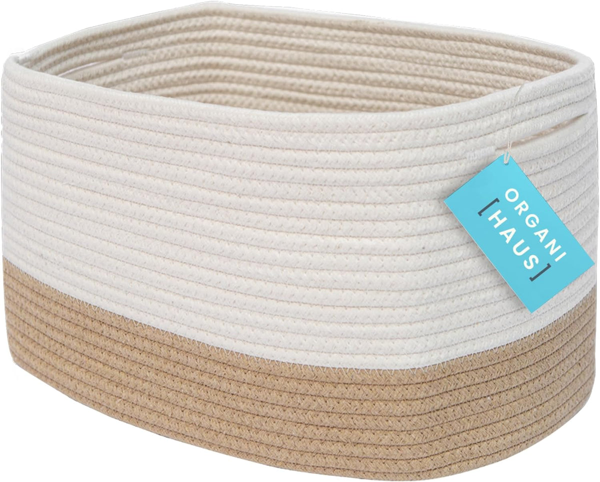 OrganiHaus Woven Storage Baskets for Organizing, Cotton Rope Organizer Bins for Shelves, Closet &