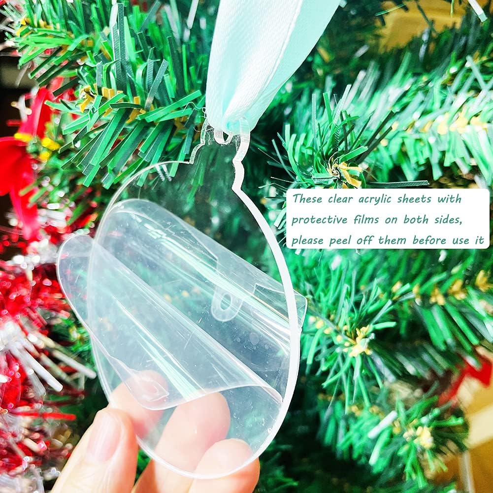 20pcs 3 Inch Clear Blank Acrylic Ornaments - Unfinished Round Acrylic Christmas Hanging Ornaments