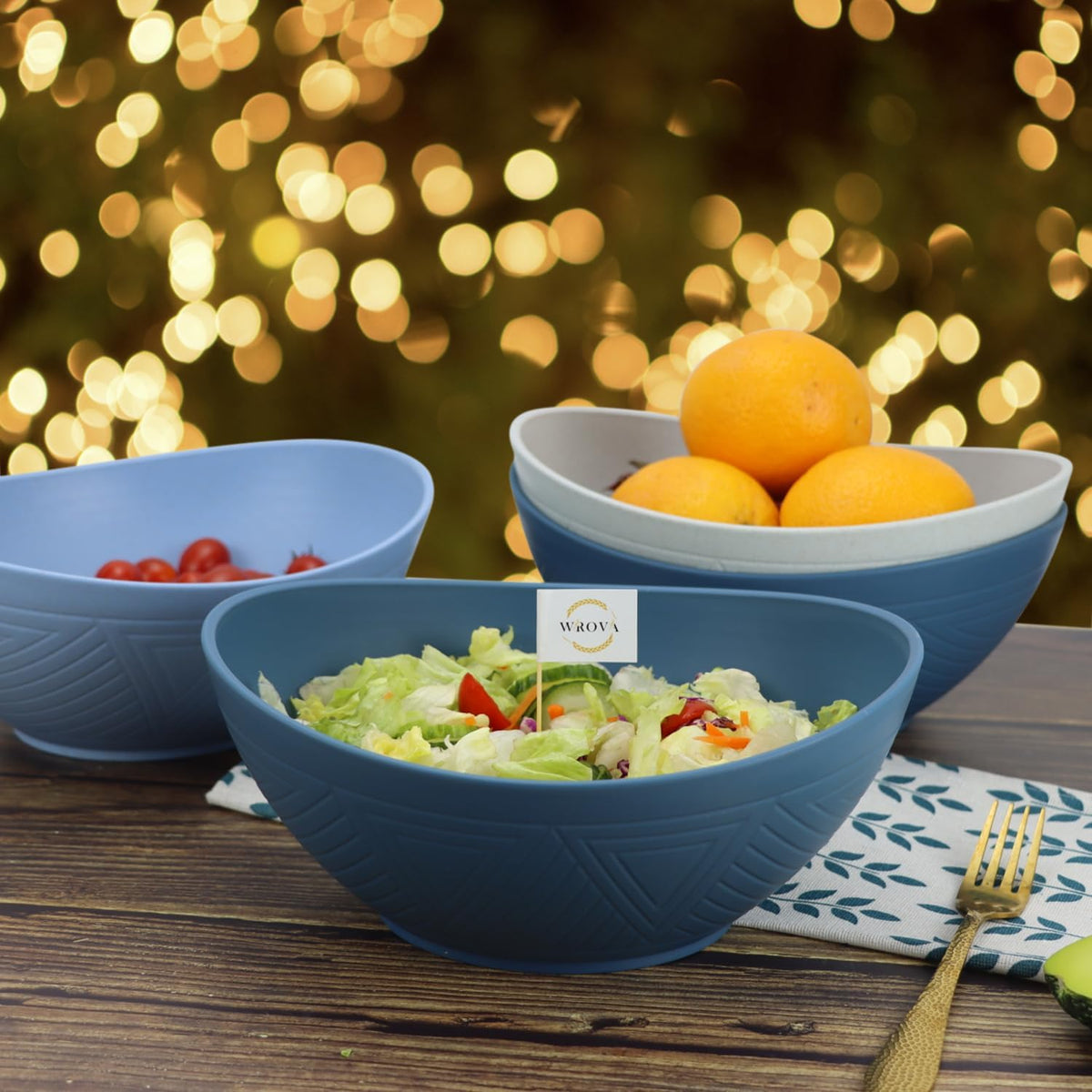 65oz Big Wheat Straw Bowls - Large Salad Bowls set of 6 - Unbreakable Serving Bowls - Microwave &