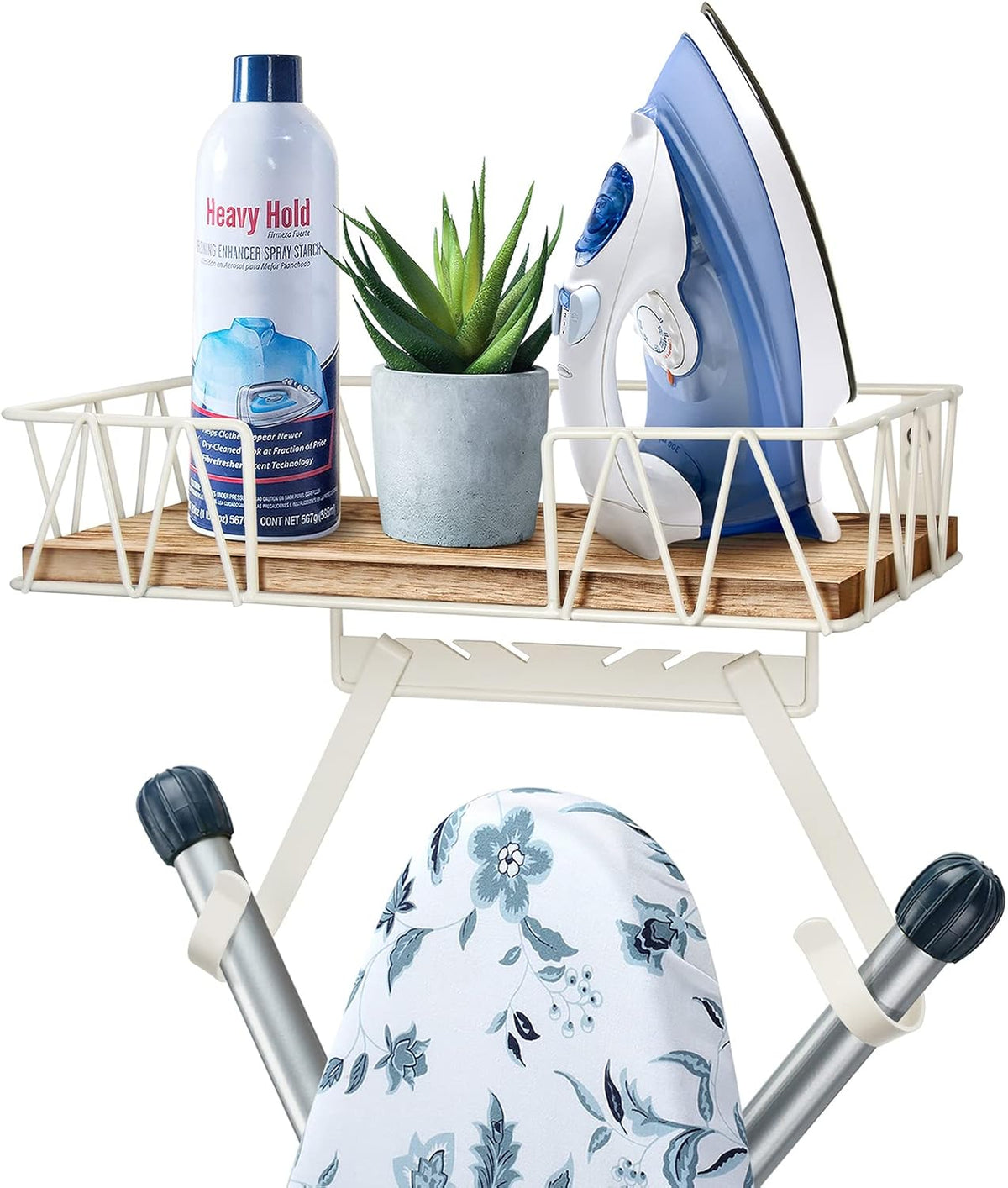 TJ.MOREE Ironing Board Hanger Wall Mount - Laundry Room Decor Iron and Ironing Board Holder with