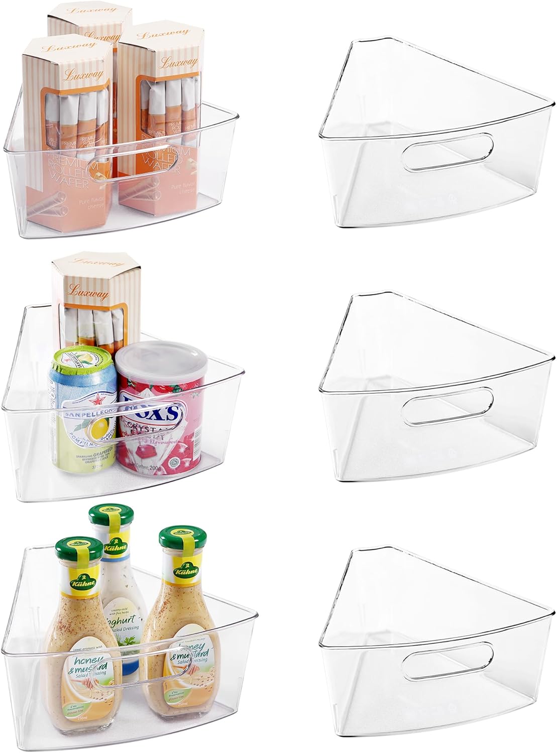 Oubonun Lazy Susan Organizers Set of 6, 11.6’’ x 10.2’’ x 4.1’' Plastic Transparent Kitchen Cabinet