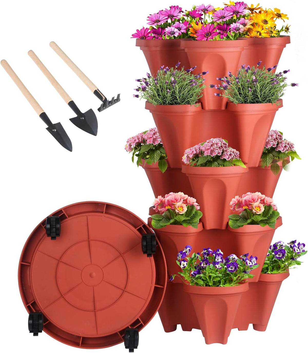 Vertical Planter 5 Tier Stackable Planters Garden Planters Strawberry Herb Flower and Vegetable
