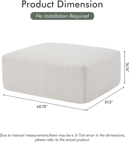 40" Square Stuffed Ottoman Pouf for Sofa Couch, Corduroy Poufs with Foam Chunk Filling, Furry &