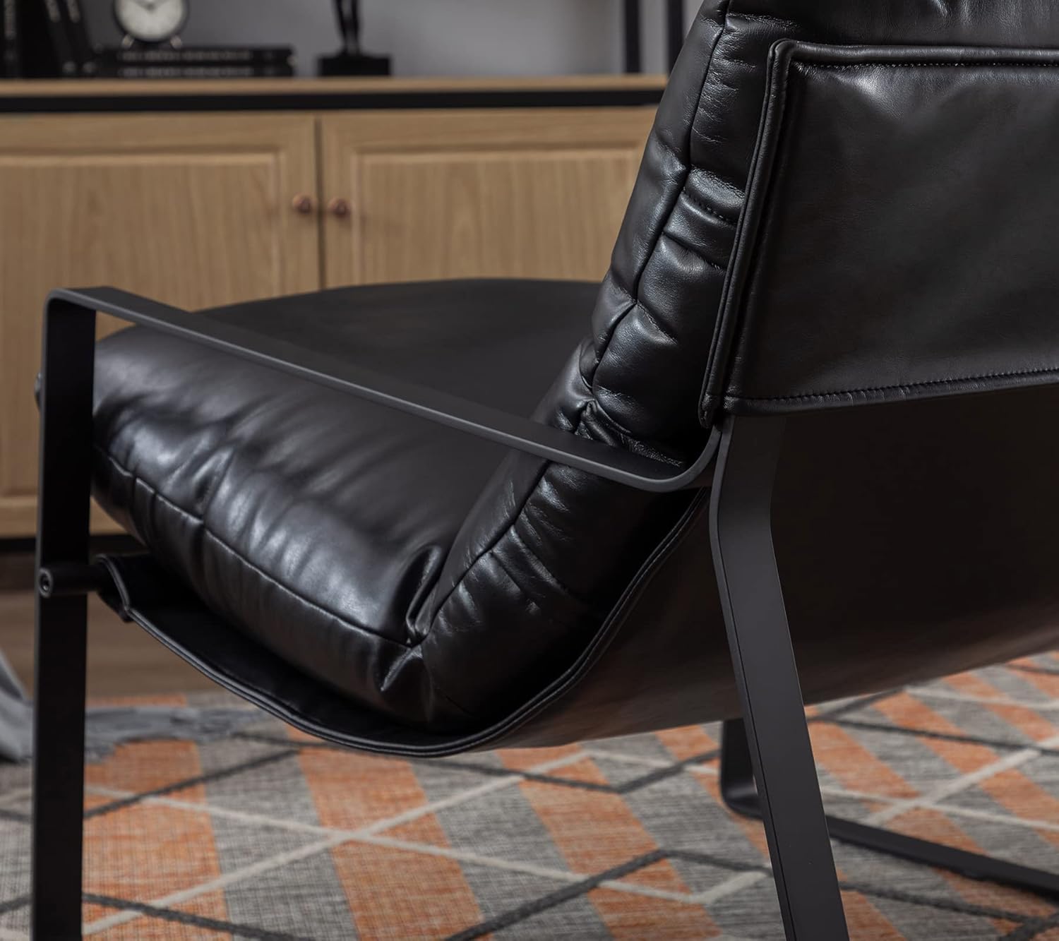 DUOMAY Mid-Century Accent Chair Armchair Set of 2, Comfy PU Leather Leisure Chair Lazy Chair with