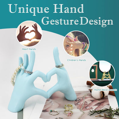 Accessoryway Blue Heart Hands Sculpture Decor - Valentines Day Decorations for Living Room