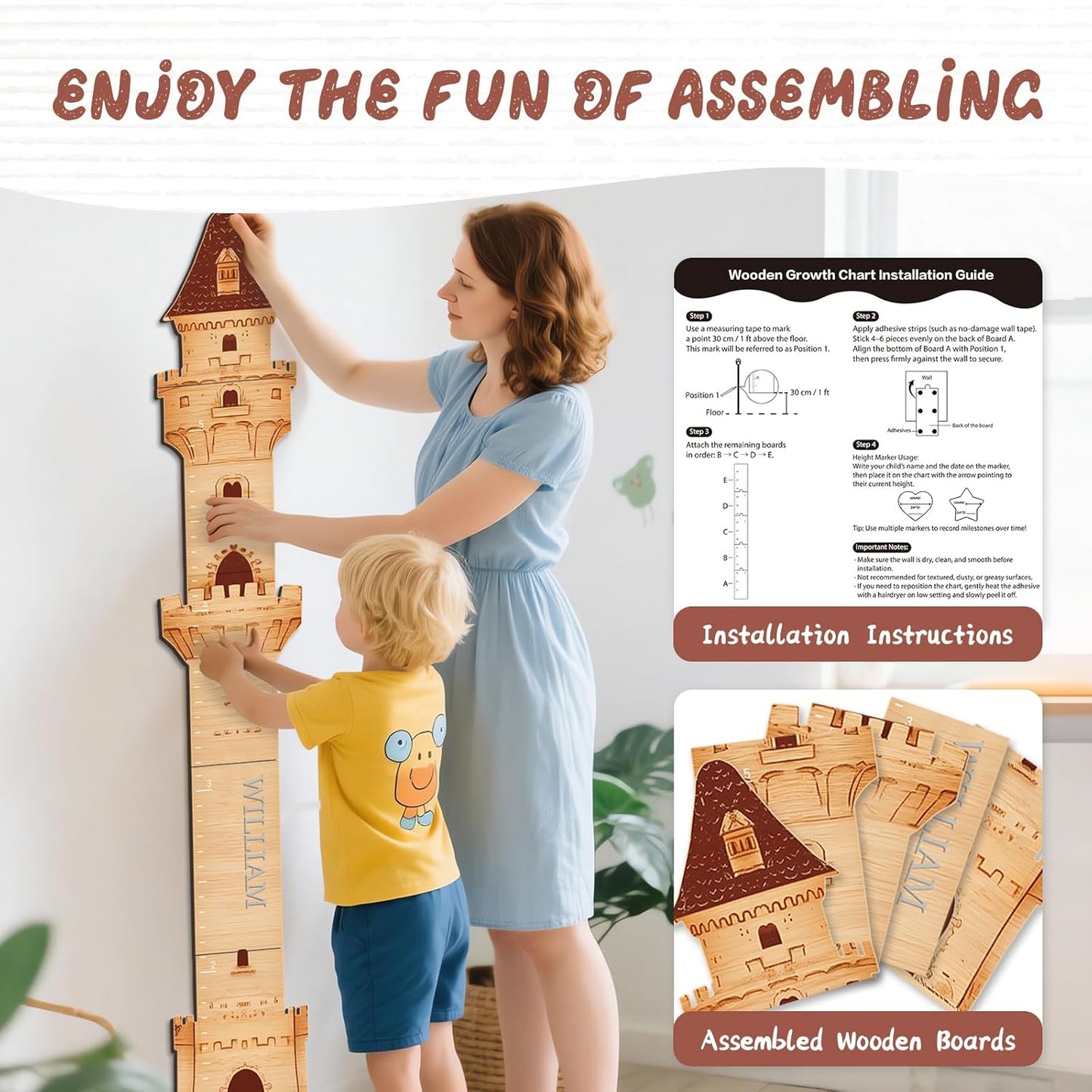 Personalized Name Growth Chart, Castle Height Chart, Customized Name Measuring Board for Kids