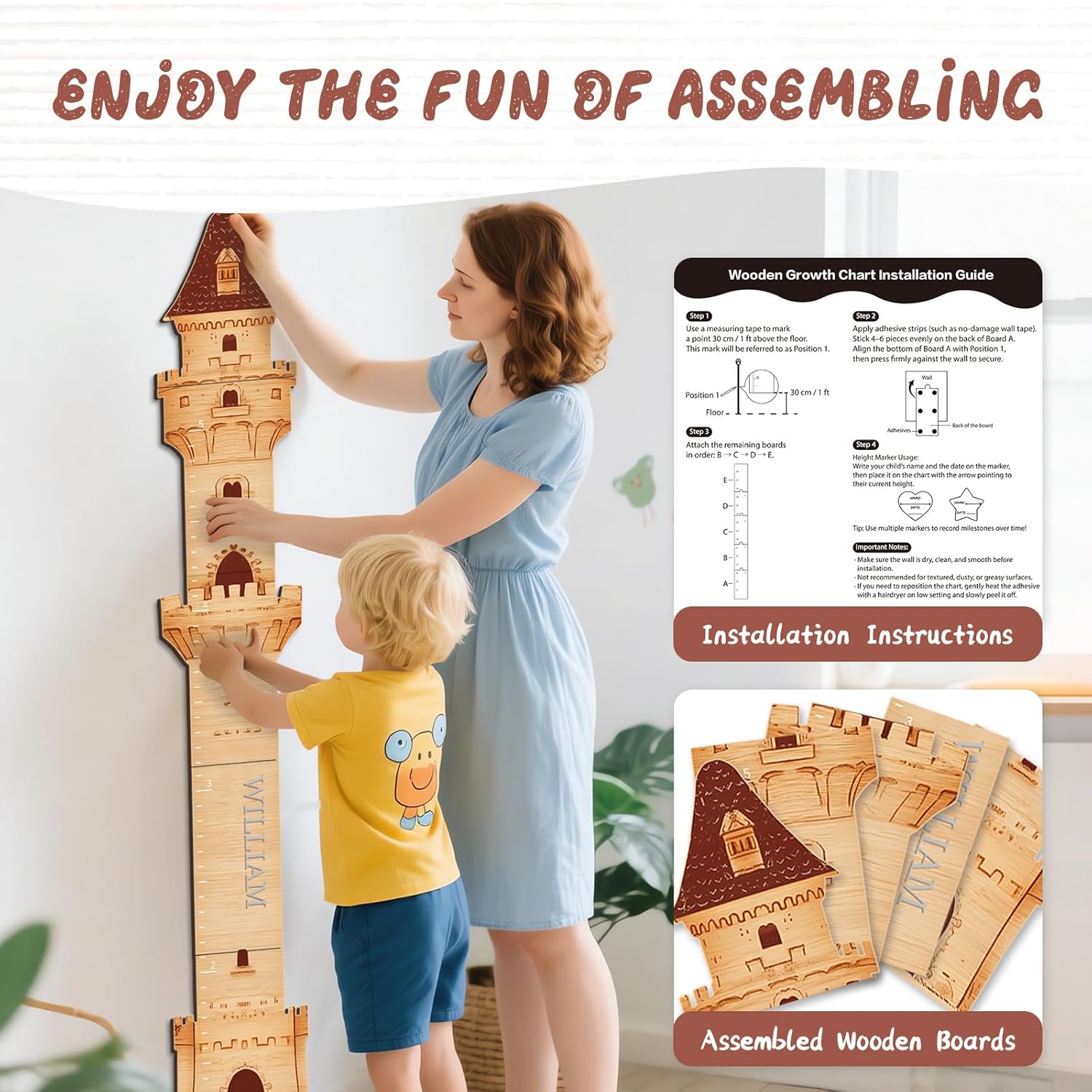 Personalized Name Growth Chart, Castle Height Chart, Customized Name Measuring Board for Kids
