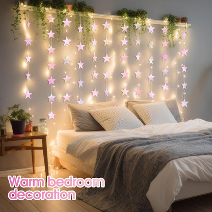 Patelai Glitter Star Garland Banner Decor 130 Feet Star Hanging Bunting Banner Twinkle Backdrop for