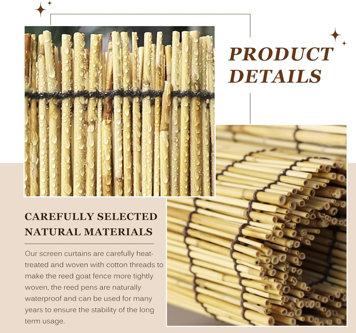 Natural Reed Fencing Rolls: Privacy Bamboo Fence 3/4/5/6ft High Roll Reed Screen, Decorative Bamboo