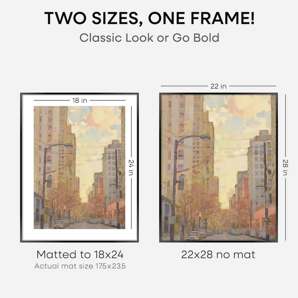 Homeforia 22x28 Poster Frame Black, High End Metal 22 x 28 Large Picture Frames with Mat 18 x 24