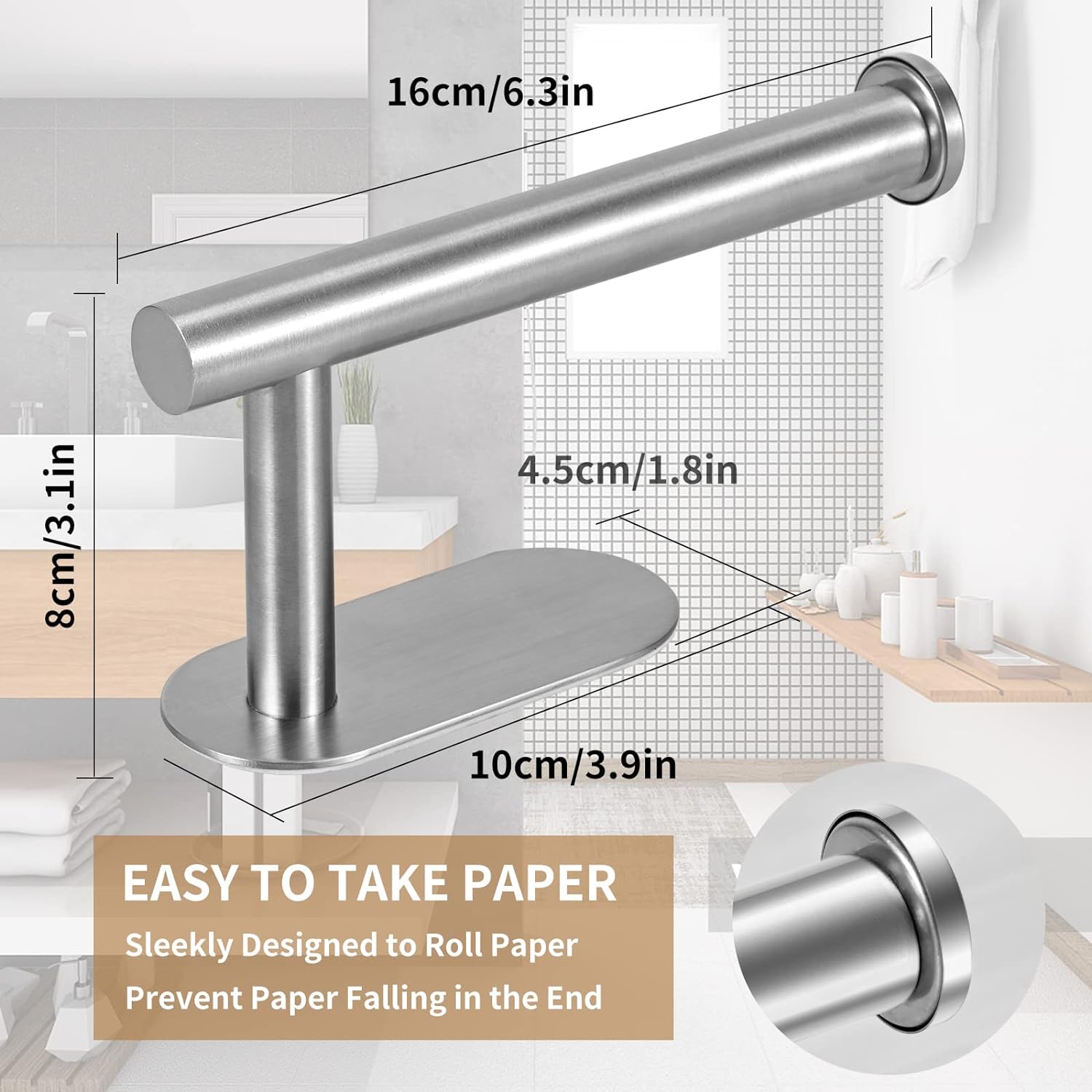 Toilet Paper Holder,Brushed Nickel,Wall Mount, Upgraded Adhesive Toilet Roll Holder,no