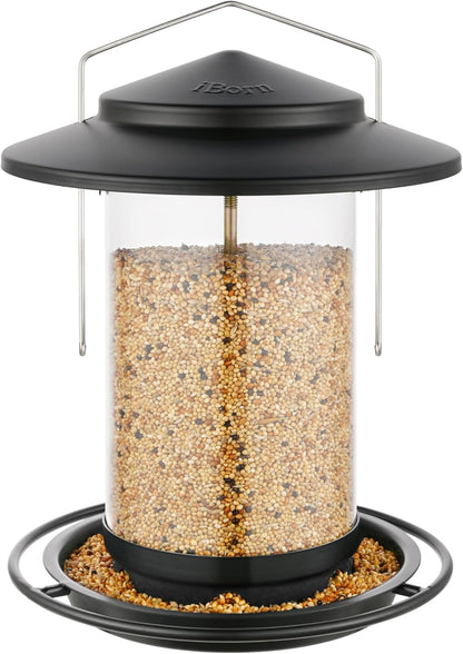 iBorn Metal Bird Feeders for Outdoors Hanging,Wild Bird Feeders for Cardinal,18cm Large Roof&Tray