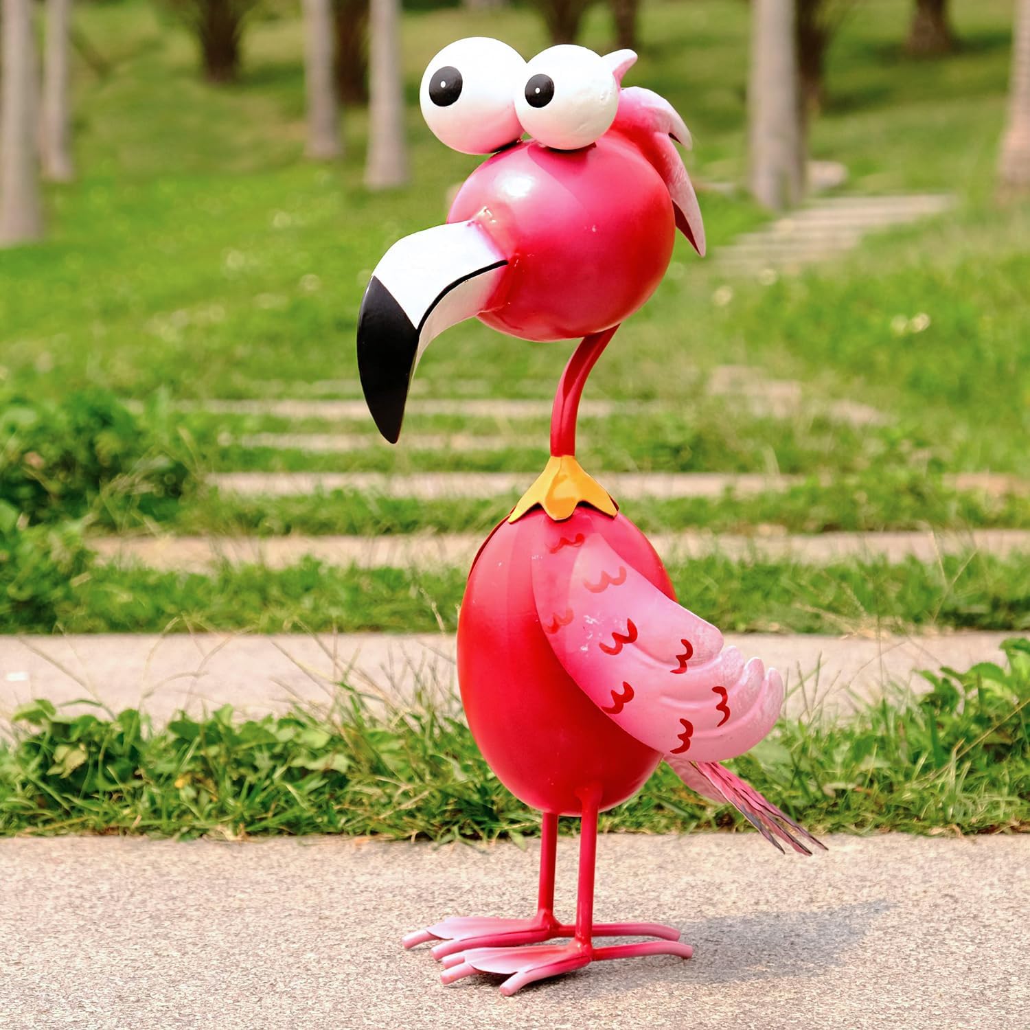 Kircust Flamingo Decor Yard Decorations Outdoor Garden Statue Outside Metal Bird Courtyard Art Pink