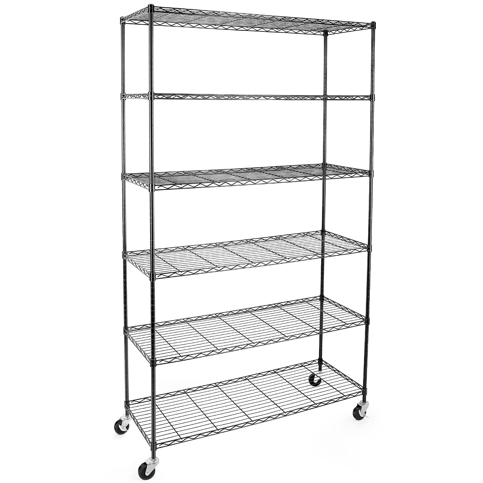 WDT NSF Certified Storage Shelves on Wheels, Heavy Duty Metal Shelves for Storage with Adjustable