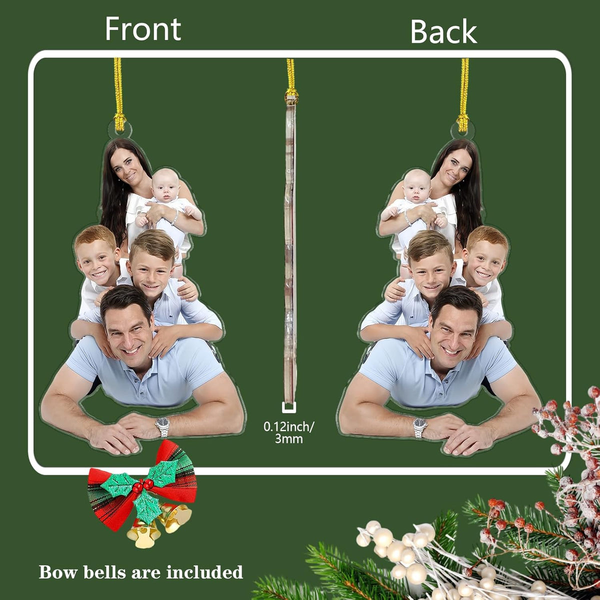 Personalized Christmas Ornament 2025, Photo Acrylic Customized Family Baby's Frist Christmas