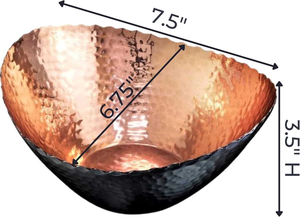 Monarch Abode Hand Hammered Decorative Bowl for Home Decor, 7.5-Inch Black and Copper Plated – Key