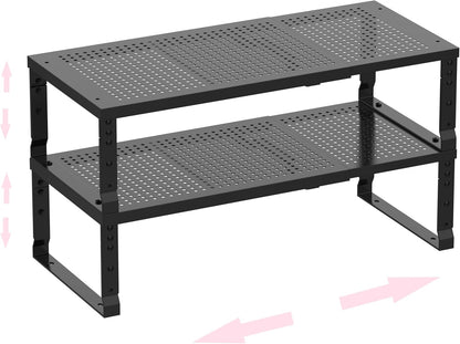 Metal Stackable Expandable Storage Shelf - Multi-Functional Home Storage Shelf, Suitable for