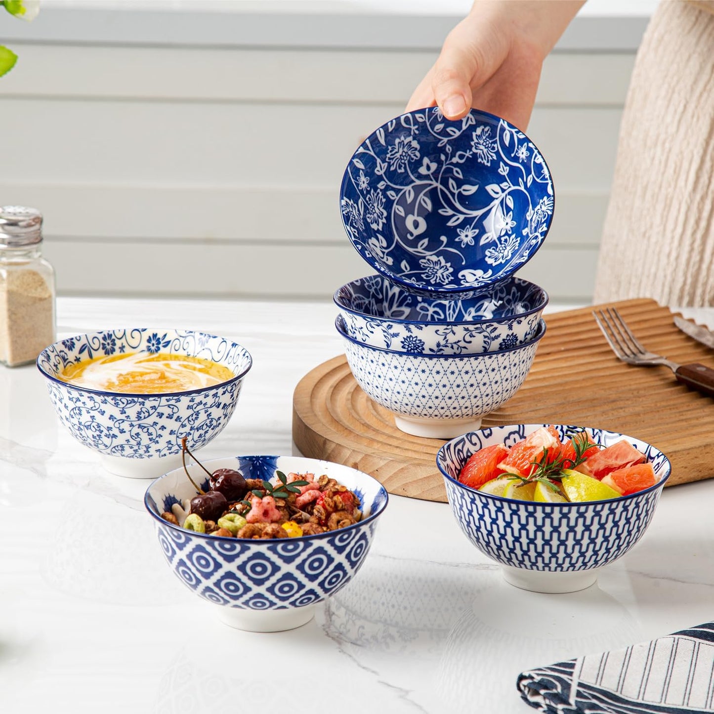 Ceramic Dessert Bowls Set - 12 Oz Small Cereal Bowls 4.75 Inch Ice Cream Bowl for Fruit, Snack