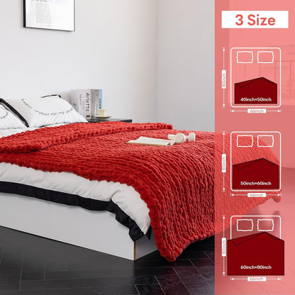 Chunky Knit Blanket - Luxury Soft Cozy 40 * 50 Throw Blanket,100% Woven Blanket Rope Knot Throw