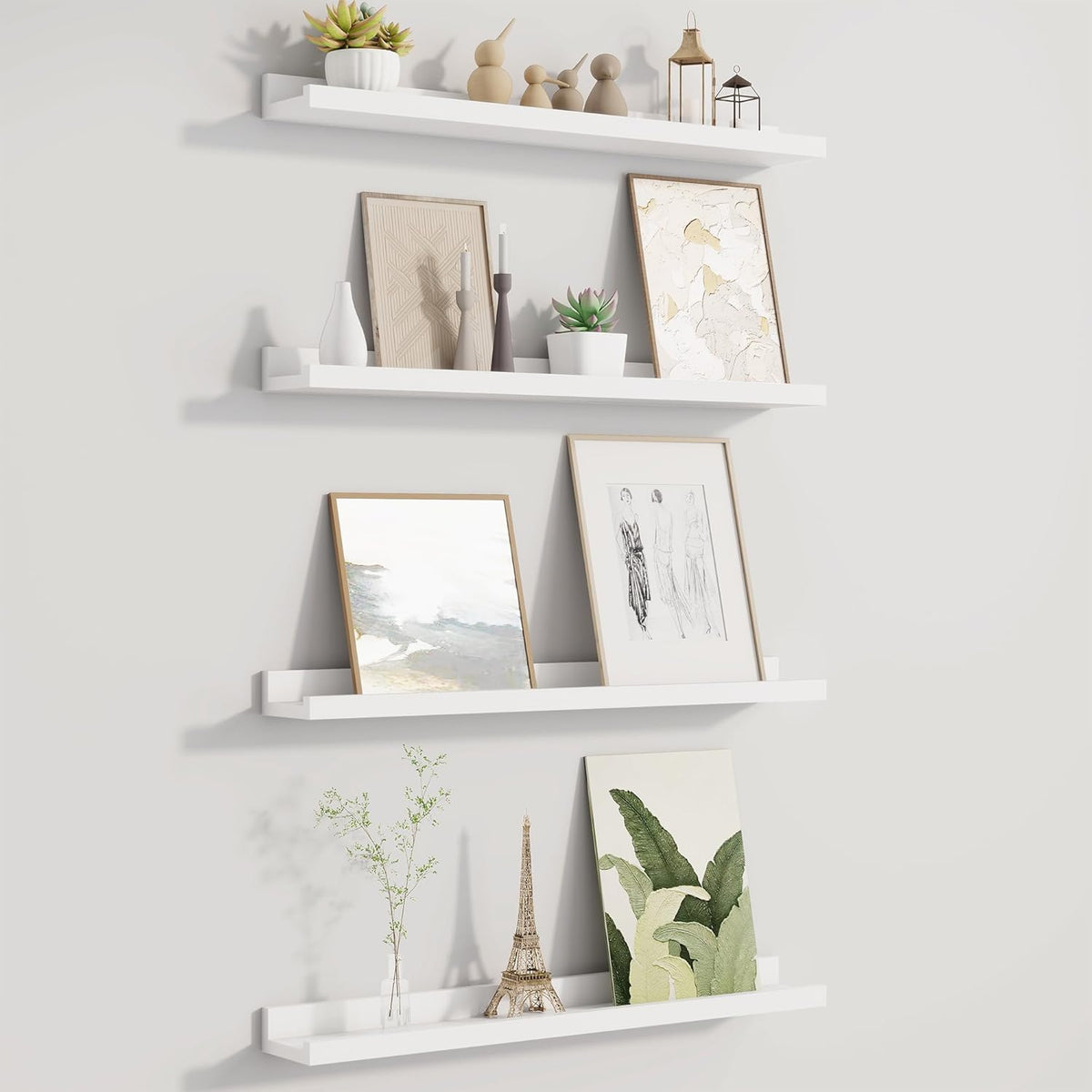 Picture Ledge Shelf for Wall, Floating Shelves Set of 4, 24 Inch Long Nursery Book Shelves for Toys