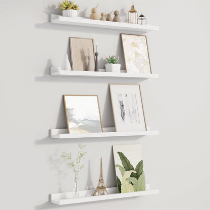 Picture Ledge Shelf for Wall, Floating Shelves Set of 4, 24 Inch Long Nursery Book Shelves for Toys