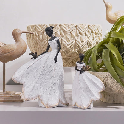 Guichifun Fairy Statue Collection Home Decoration - White Leaf Angel Girls Resin Living Room