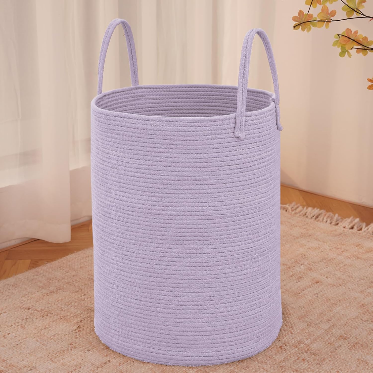 Large Woven Laundry Basket Hamper,100L Cotton Rope Storage Bin for Blankets,Toys and