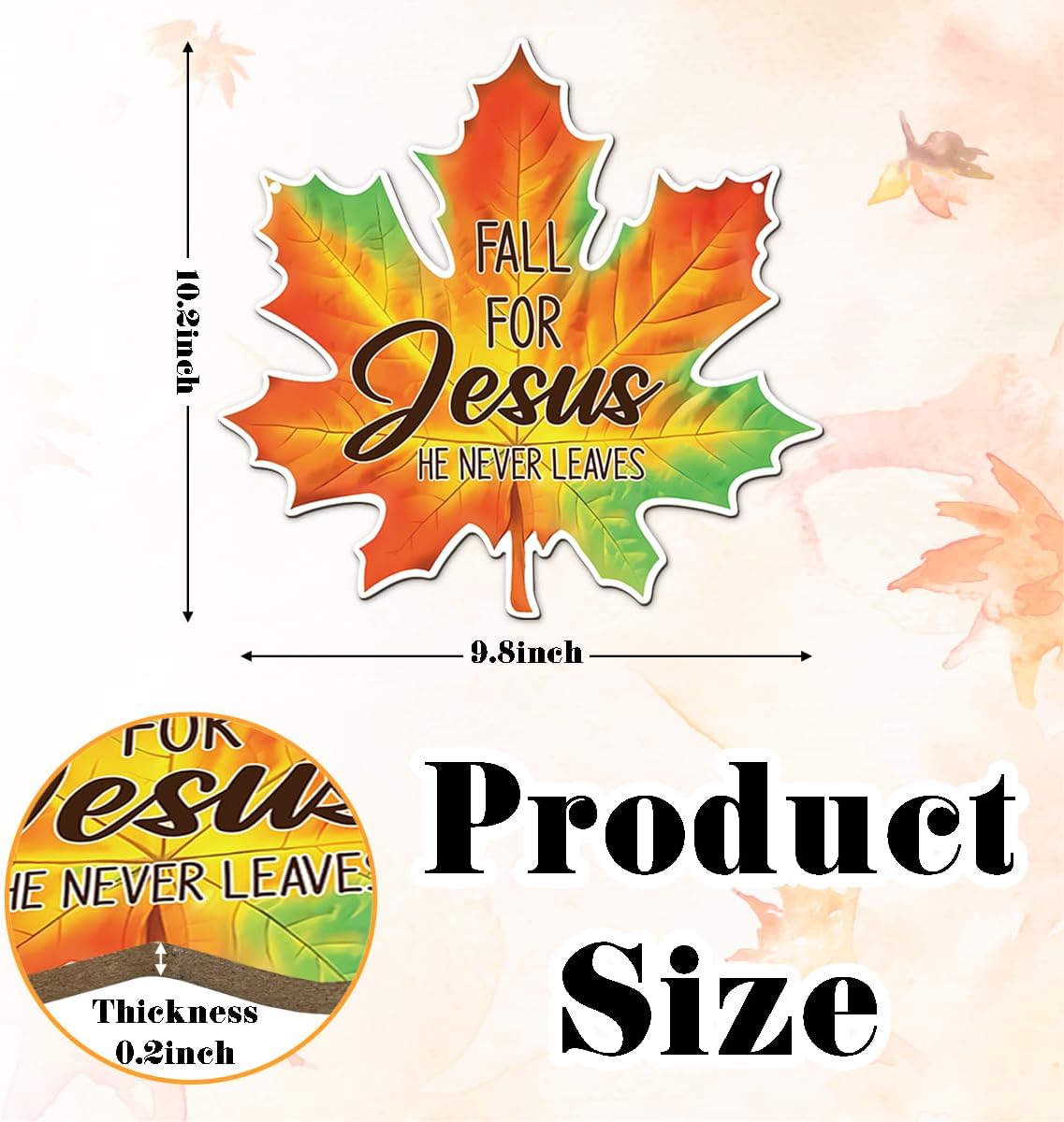 Maple Leaf Fall Decor, Fall for Jesus He Never Leaves Decor Sign Farmhouse Autumn Wreaths for Front