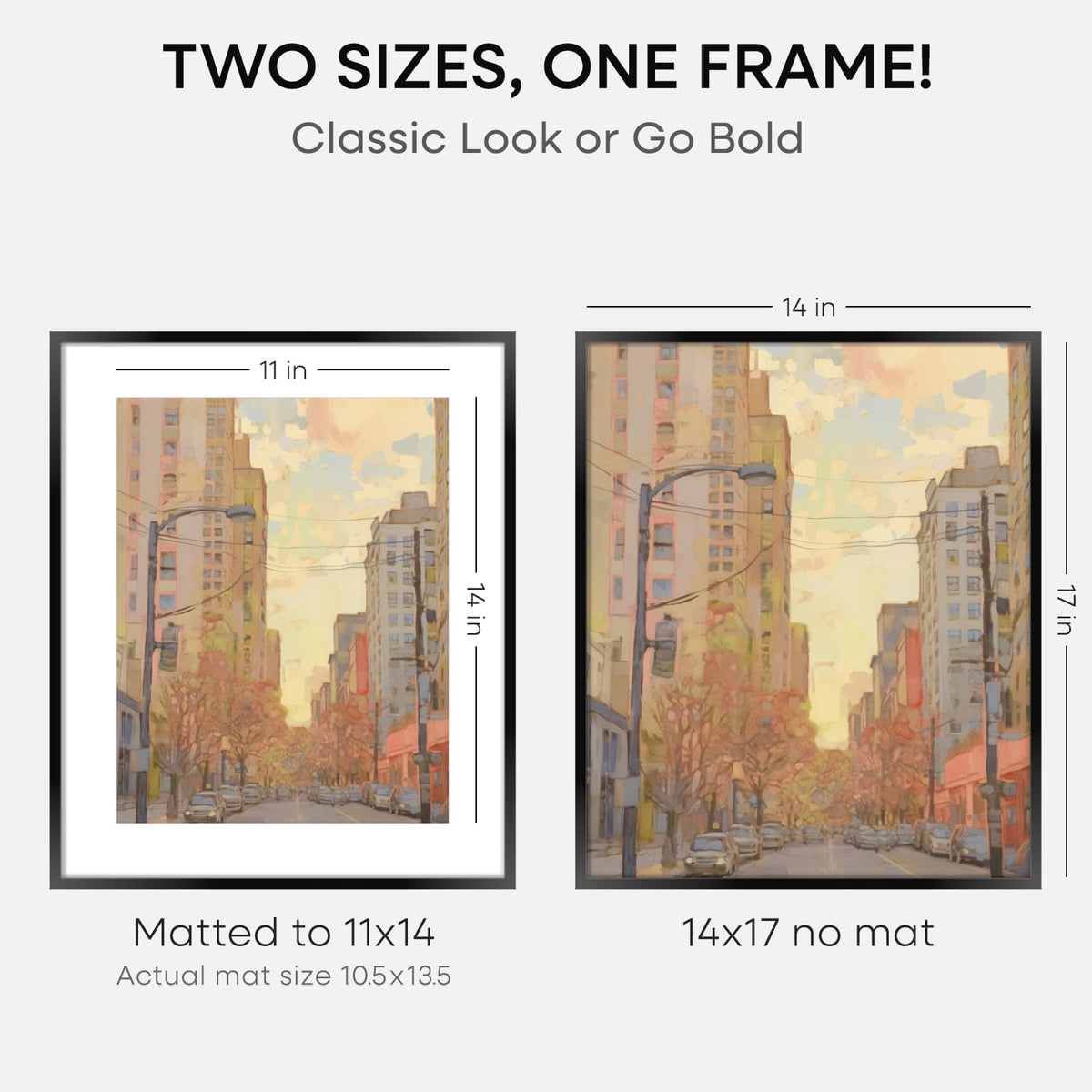 Homeforia 14x17 Picture Frame Black, High End Metal 14 x 17 Poster Frames with Mat 11 x 14 for