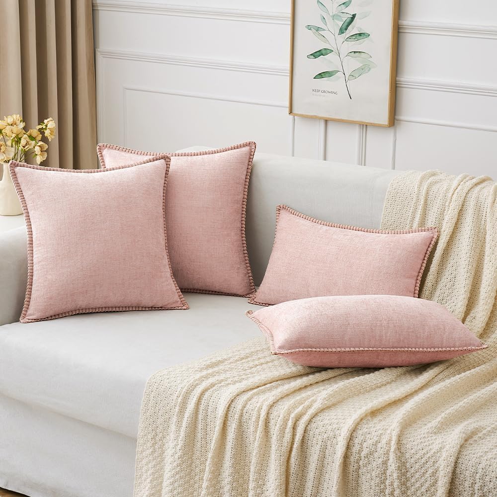 MIULEE Pack of 2 Couch Throw Pillow Covers 20x20 Inch Pink Valentine Farmhouse Decorative Pillow