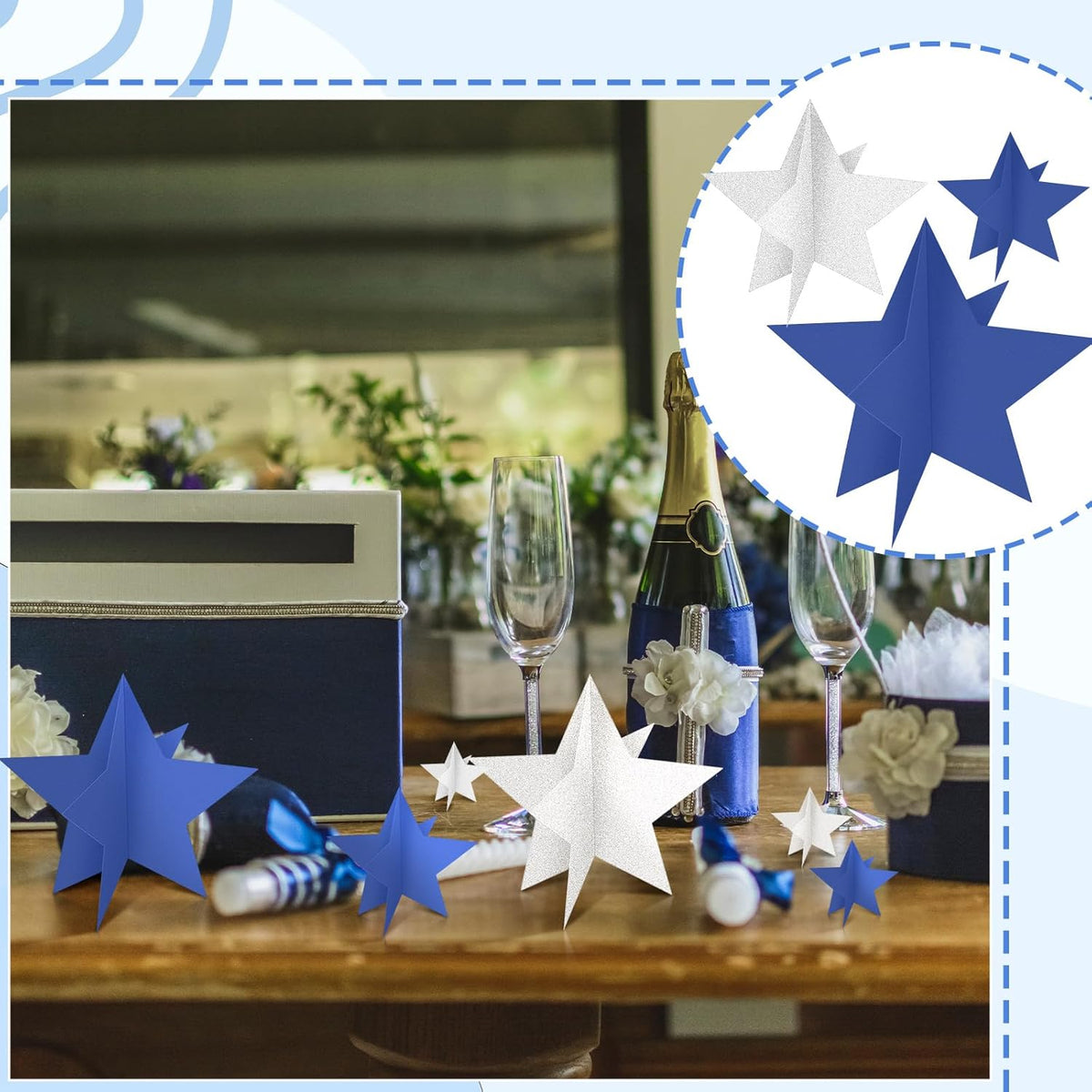 45 Pcs 3D Star Centerpieces Movie Night Decorations for Table in 3 Sizes Hanging Supplies for Red