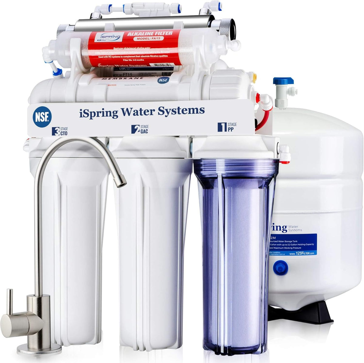 iSpring RCC7AK-UV, NSF Certified, 7-Stage Under Sink Reverse Osmosis Water Filtration System with