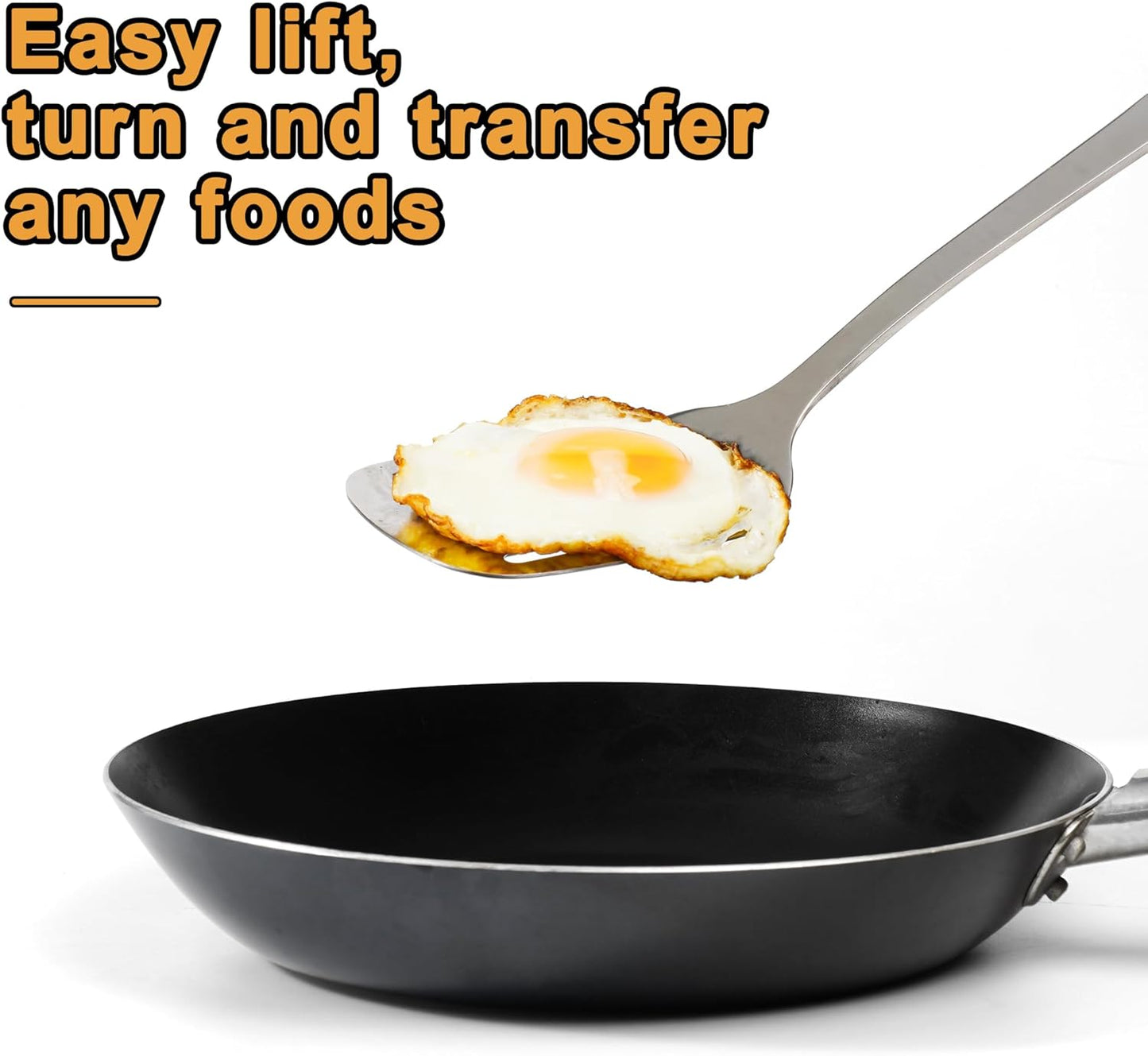 FJNATINH Stainless Steel Wok Spatula and Ladle Tool, Mirror Polished Cooking Utensils Set Metal Wok