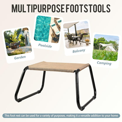 Outdoor Footstools for Patio,Backyard Patio Furniture Metal Frame Small Seat All Weather Footrest