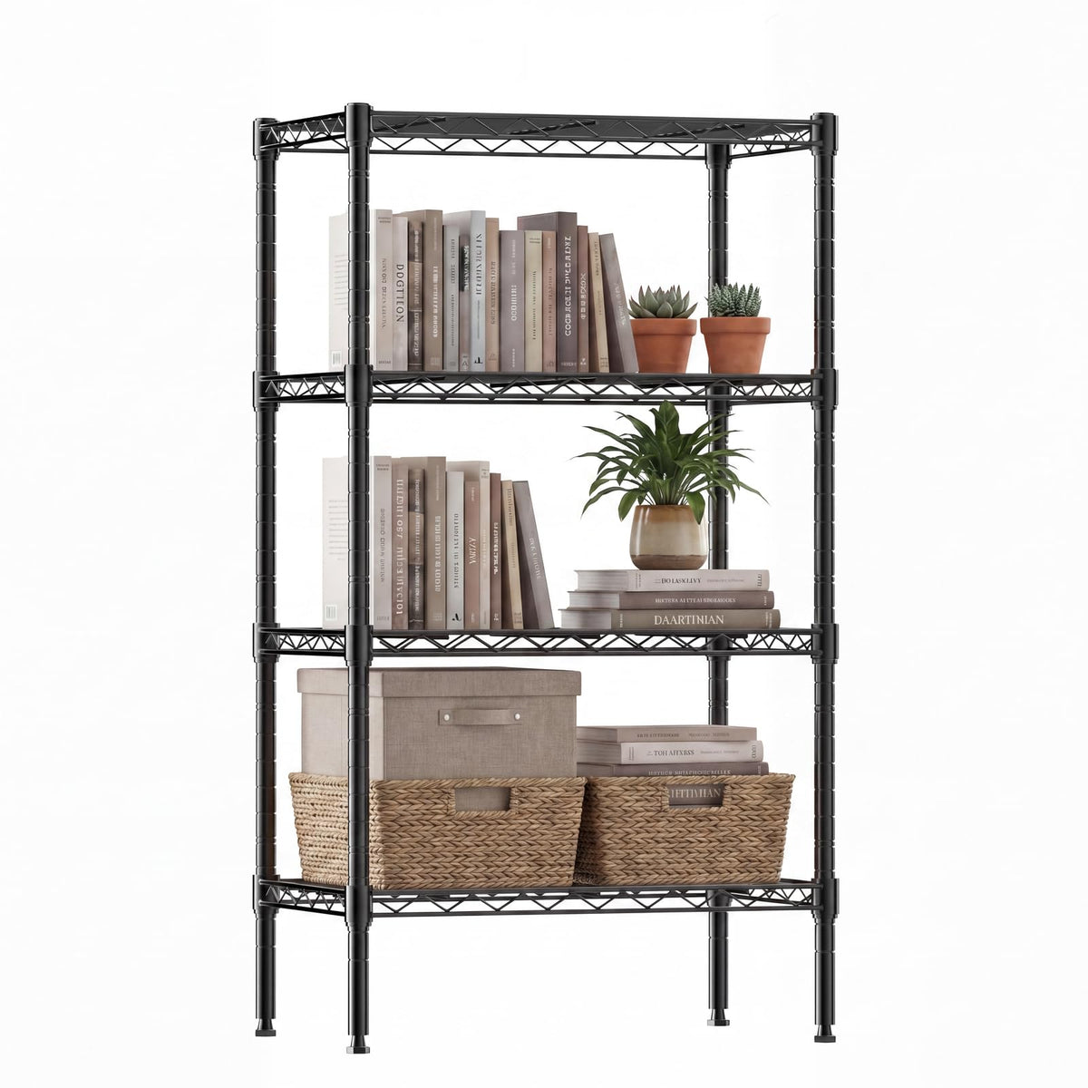 DUMOS 4-Tier Metal Storage Shelves, Wire Shelving, Storage Rack, 23.2" W