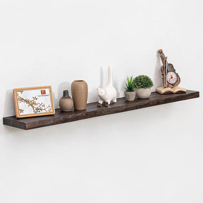 Wood Floating Shelves for Wall, 48 Inch Floating Shelves Wall Mounted, Rustic Live Edge Elm Wood
