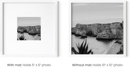 HAUS AND HUES 10x10 White Metal Picture Frames Matted to 5x5 - Features Premium Aluminum & Hanging