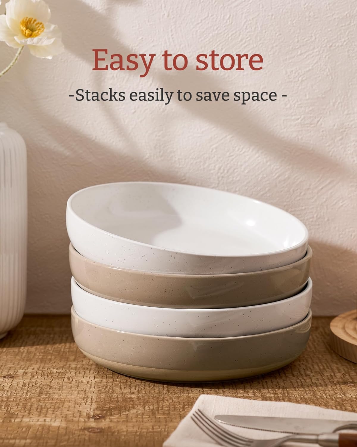 famiware Milkyway 33 oz Bowl Set, Pasta Bowls Set of 4, Salad Bowls Perfect for Your Friend for